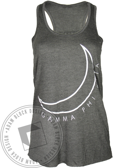 Gamma Phi Beta Crescent Moon Outline Tank Top - Active Tank (464x585), Png Download