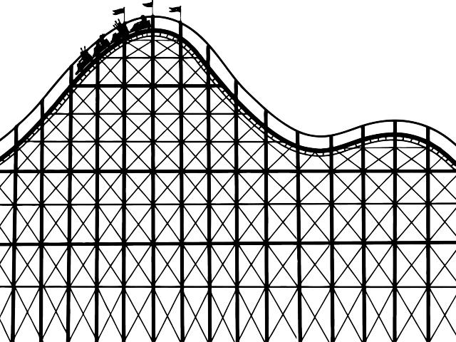 Upside Down Clipart Roller Coaster - Roller Coaster Black And White (640x480), Png Download
