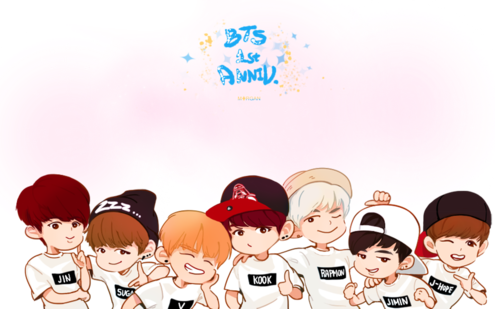 Bts And Bangtan Boys Image - Bangtan Boys Fanart Chibi (500x309), Png Download