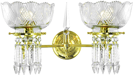 Double 2-light Antique Reproduction Wall Fixtures Lights - Chandelier (444x404), Png Download