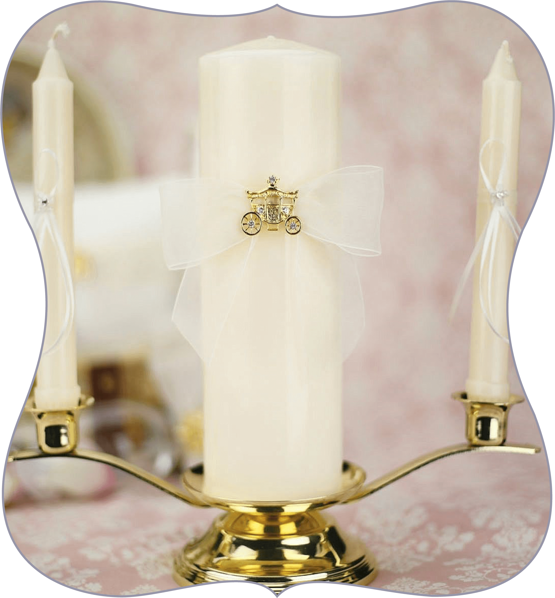 Three Candles Pictured And Is Adorned With The Gold - Wedding (2173x2343), Png Download