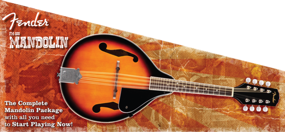 Fender Fm100 Mandolin Pack - Fender Concert Mandolin Starter Pack (1000x463), Png Download