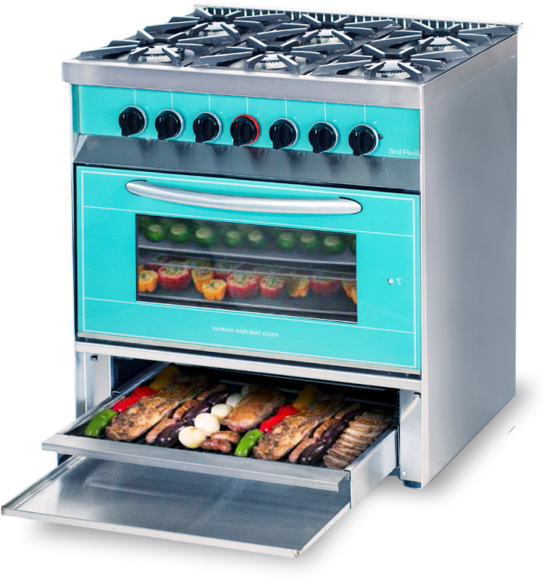 Cocina Mini Color 6 Hornallas Con Parrilla Sin Humo - Kitchen Stove (810x900), Png Download