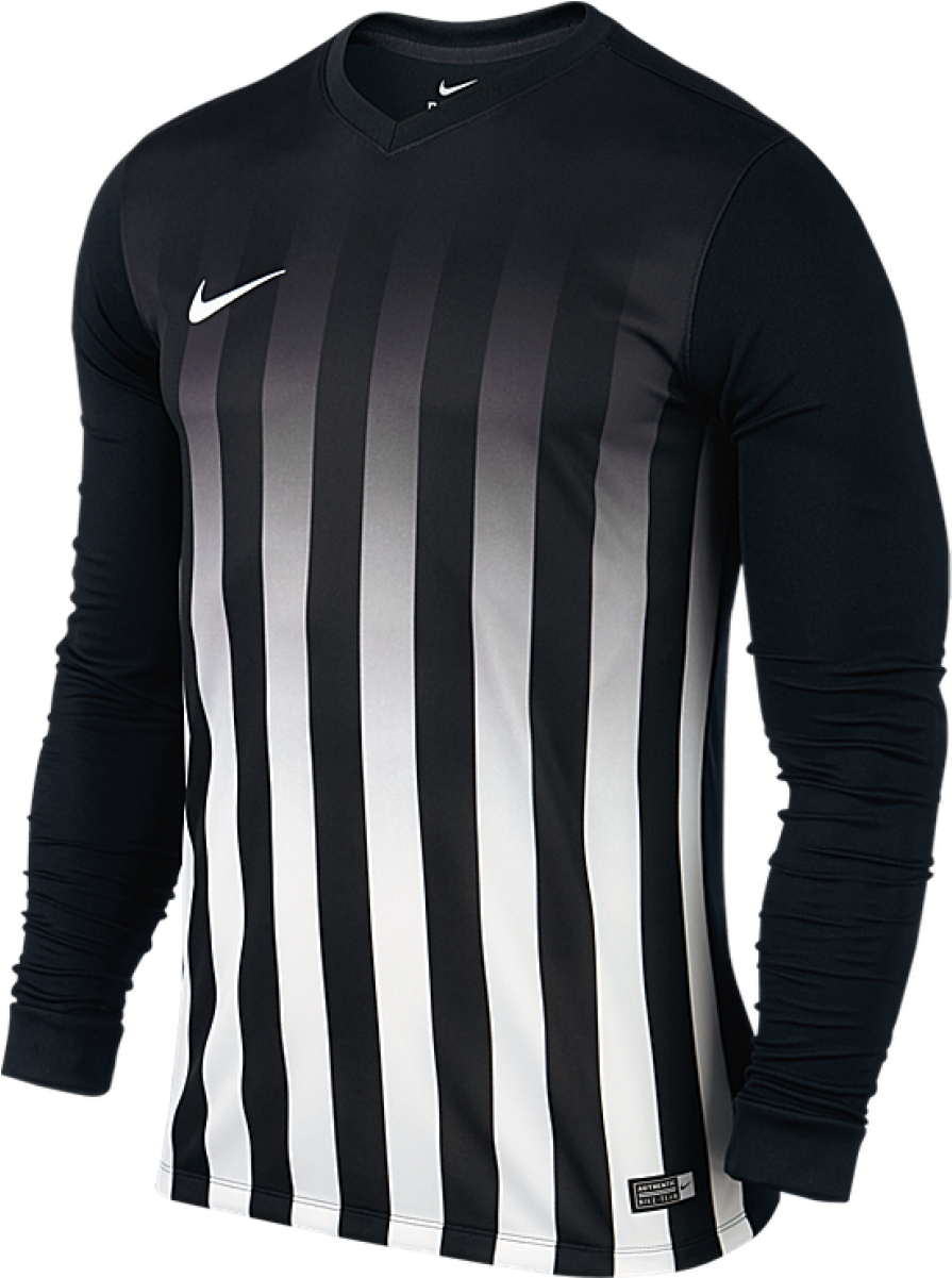 Nike Football Shirt Striped Division L/s Black/white (600x600), Png Download