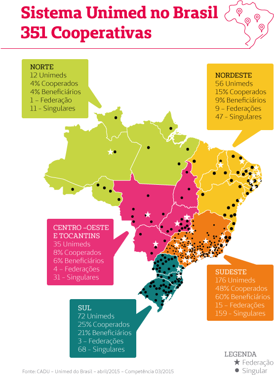 Mapa Brasil Sistema - Sistema Unimed No Brasil (595x842), Png Download