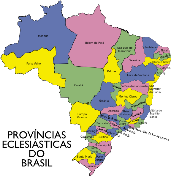 Regional Sul 1 Nossa História E Mapas Províncias Eclesiásticas - Mapa Das Provincias Do Brasil (611x600), Png Download