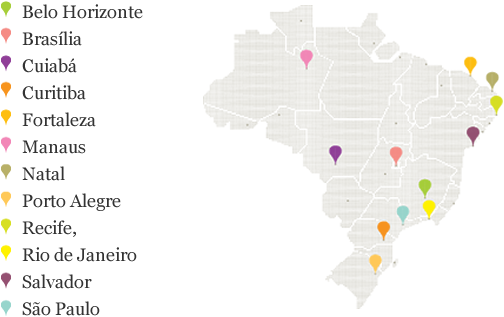 Mapa Do Brasil Com As Cidades Sede - Cidade Sede Da Copa Brasil (504x317), Png Download