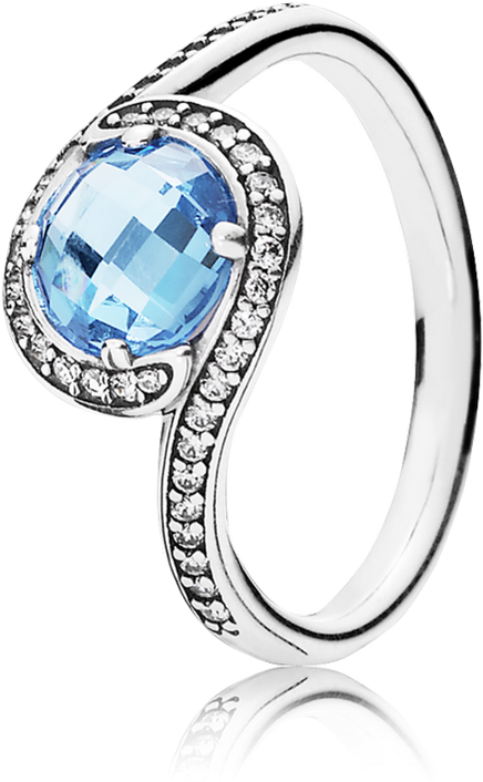 Radiant Embellishment, Sky-blue Crystal & Clear Cz - Radiant Embellishment Pandora Ring (999x999), Png Download