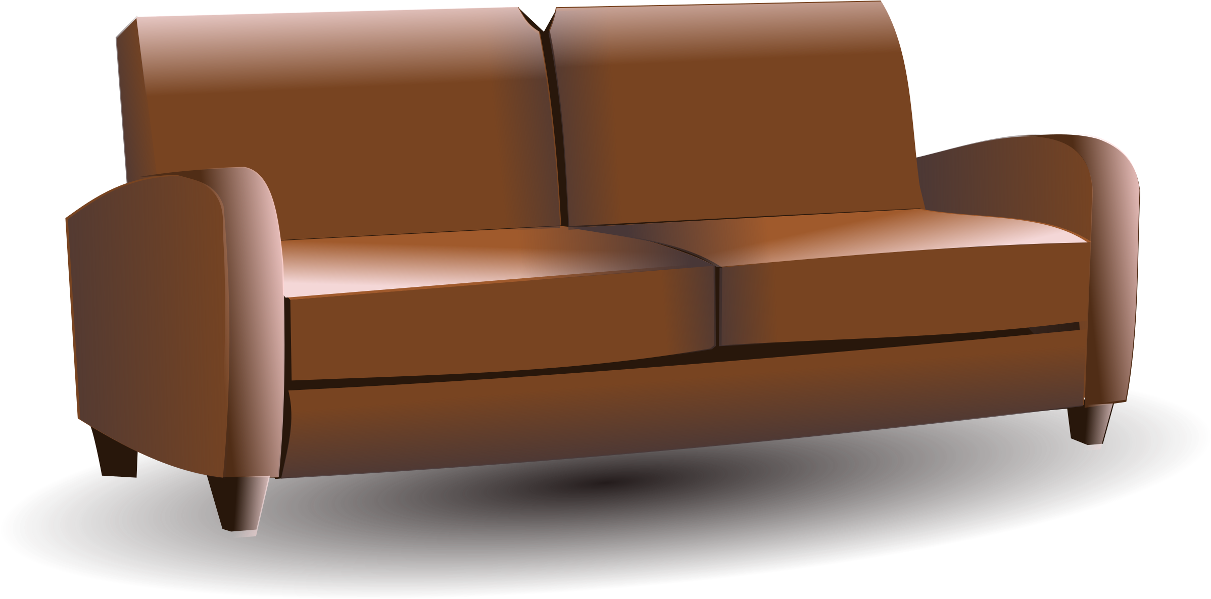 Big Image - Leather Couch Clipart (2400x1257), Png Download