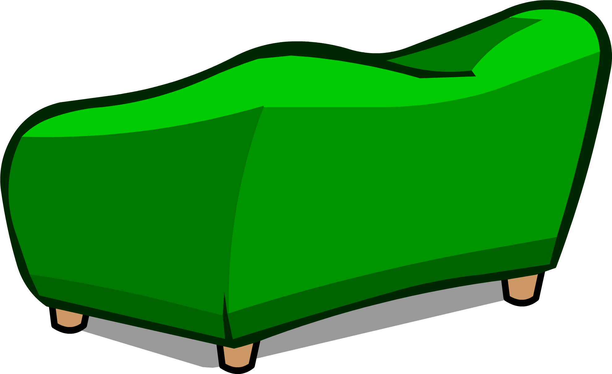 Green Couch Sprite 004 - Club Penguin Furniture Couch (1980x1210), Png Download