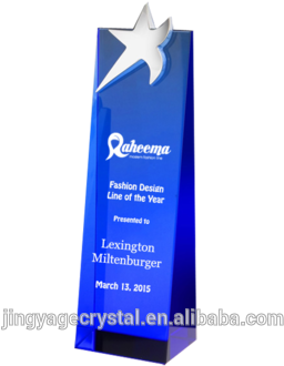 Jingyage Blue Crystal Star Wedge Award - Trophy (350x350), Png Download
