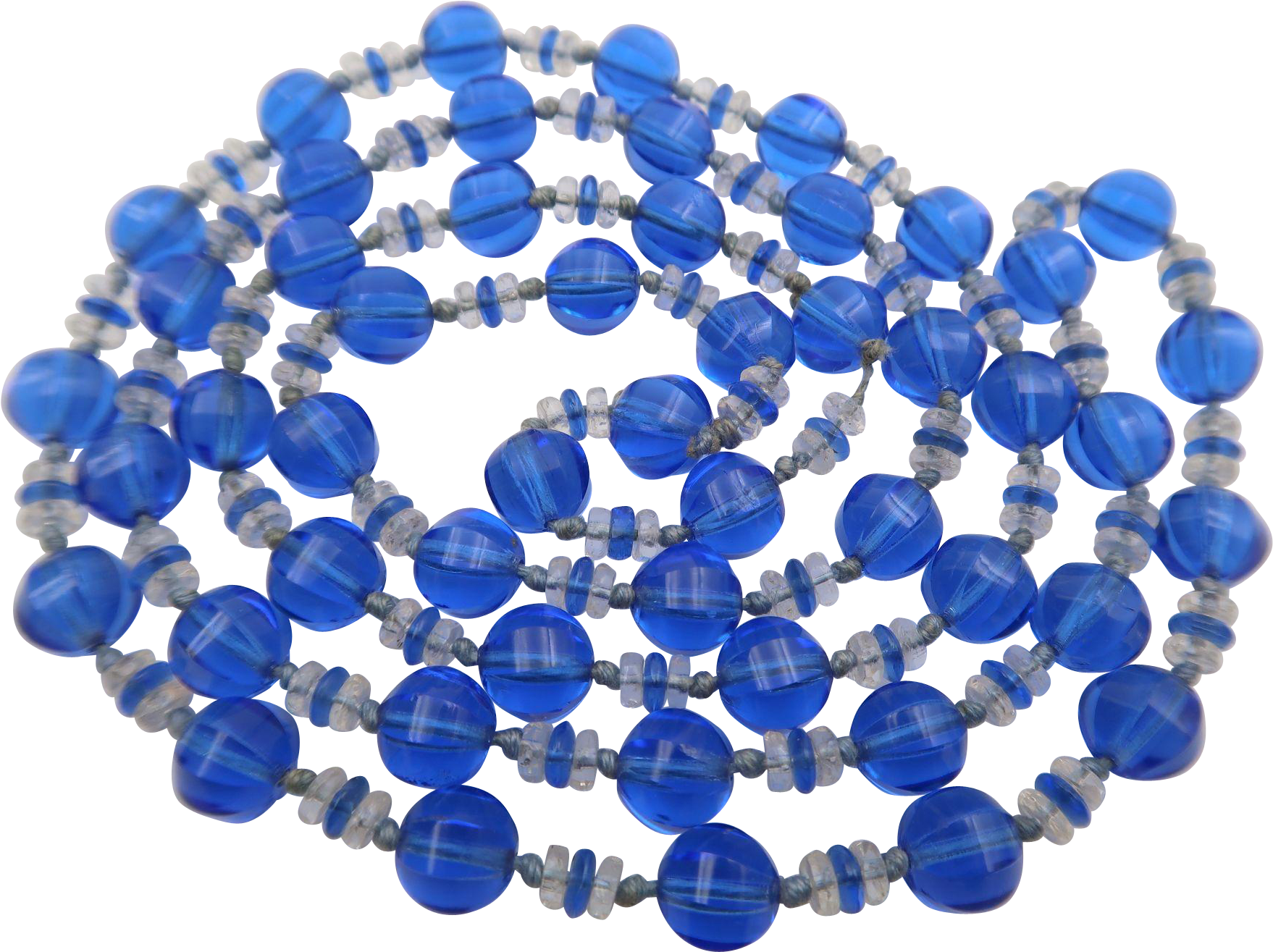 Vintage Czech Blue Crystal Glass Flapper Necklace (1757x1757), Png Download