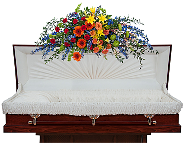 Treasured Celebration Full Casket Spray - Roses & Rice (368x460), Png Download