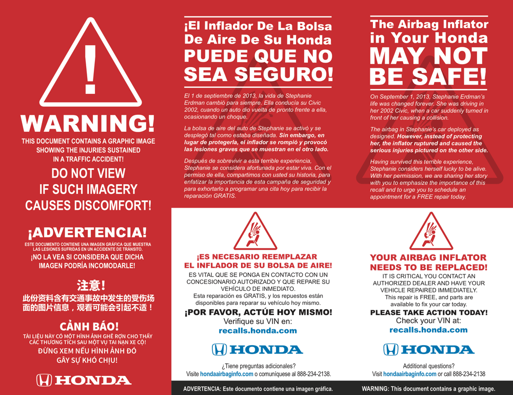 Airbag Inflator Mailer - Airbag Recall Flyers (1000x770), Png Download