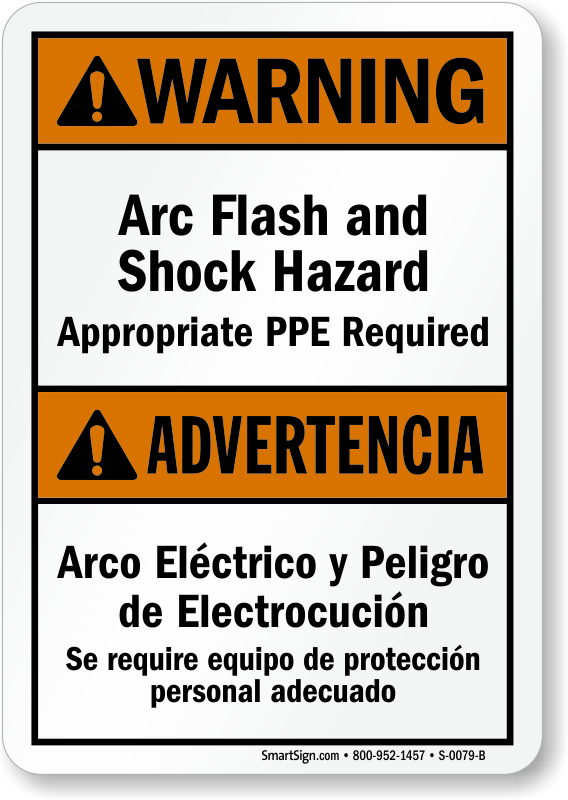 Bilingual Arc Flash Shock Hazard, Ppe Required Sign - Electrical Hazard Do Not Touch (568x800), Png Download