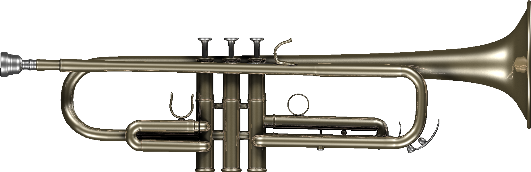 Trumpet 3d Model - Trumpet Side (1920x1280), Png Download
