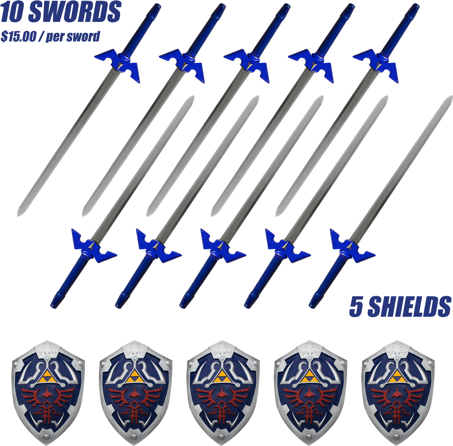 A Case Of Blue And Gold Fantasy Gamer Swords With Scabbard - Ten Of Swords (1500x1500), Png Download