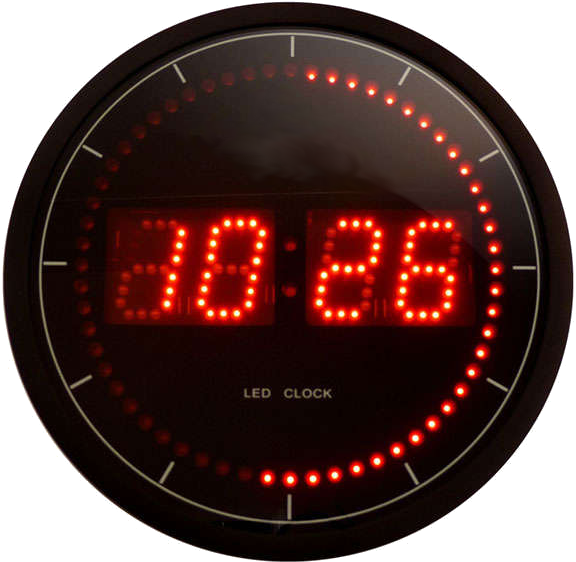 Relógio C/ Leds Vermelho - Led (600x600), Png Download