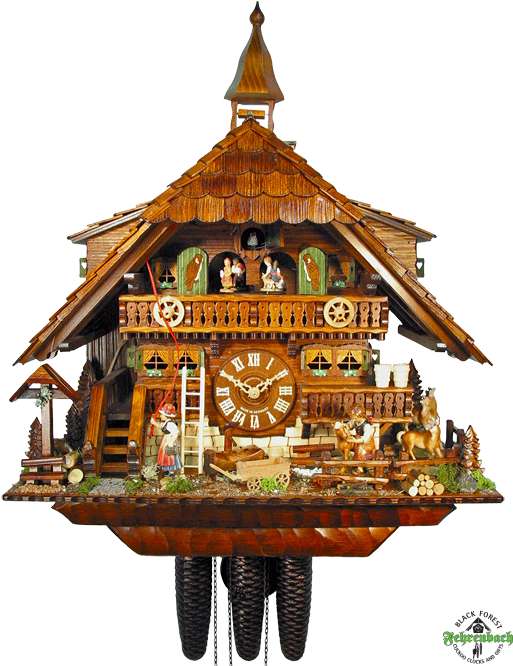 Relógio Cuco, Floresta Negra, Bavaria - Cuckoo Clock - August Schwer Chalet Style 8 Day Pony (520x673), Png Download
