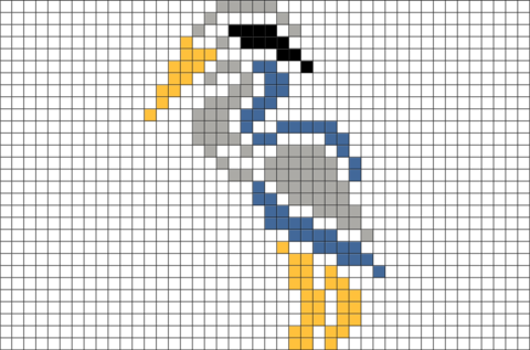 Pixel Art Heron (480x317), Png Download