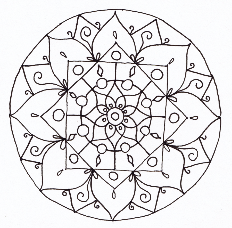 I Didn't Look At Any Particular Artist For The Mandala - Mandala Line Art Png (900x884), Png Download