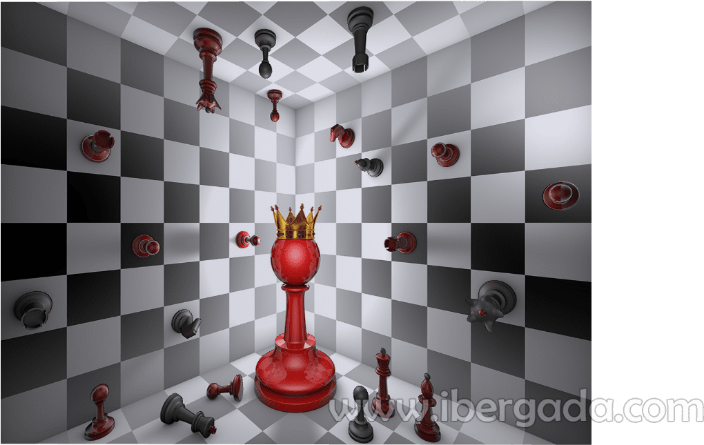 Cuadro Diseño Blanco Y Negro - Chess Red With Crown (1280x720), Png Download