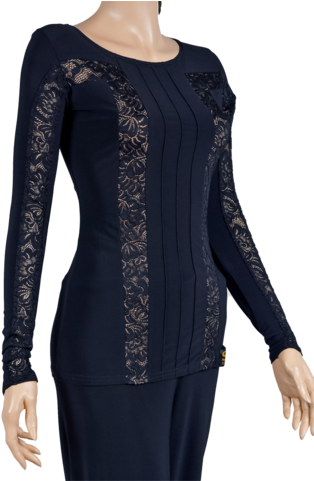 Long Sleeve Lace Design Blouse - Lace (320x480), Png Download