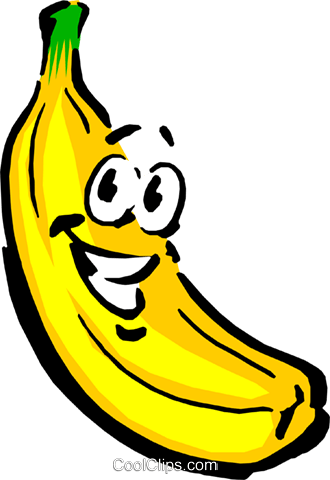 Cartoon Banana Royalty Free Vector Clip Art Illustration - Banana Happy (330x480), Png Download
