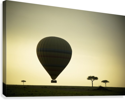 Silhouette Of A Hot Air Balloon Just Off The Ground - Hot Air Balloon (429x343), Png Download