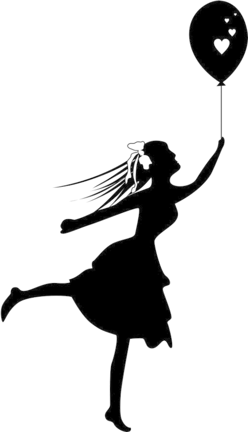 Children Vector And Balloons - Girl In Sunset Painting (504x850), Png Download