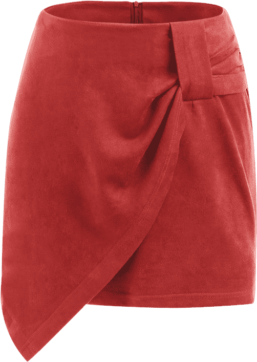 Mini S Overlay Skirt Red Faux Pelmet Suede Bean Wbqtxpf - Pencil Skirt (558x744), Png Download