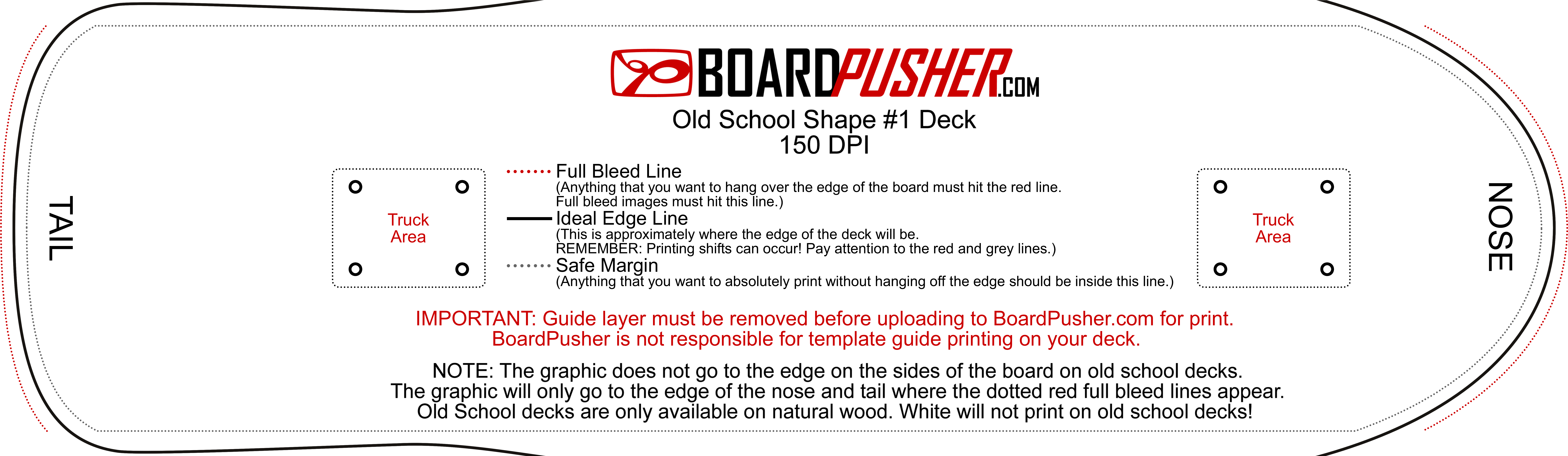 Design Tips & Templates - Old School Skateboard Template (9900x2700), Png Download