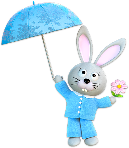 Stickers For Kids - Stickers Effet 3d- Lapin Parapluie (490x490), Png Download