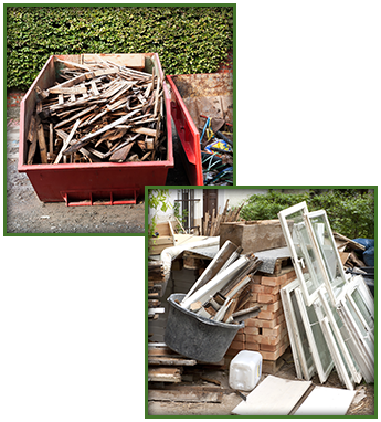 Container Full Of Wood Debris & Windows, Wood, And - Déchets Chantier (345x382), Png Download