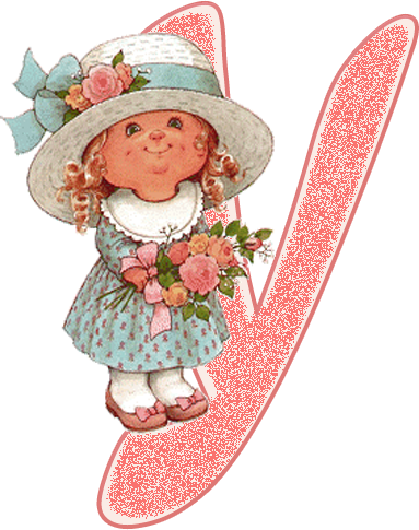 Alfabeto De Nenita Con Flores, Dibujo De Sarah Kay - Dibujos De Sarah Kay Para Imprimir Gratis (383x485), Png Download
