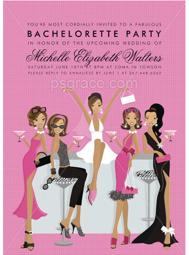 African American Bachelorette Party Invitations (500x500), Png Download