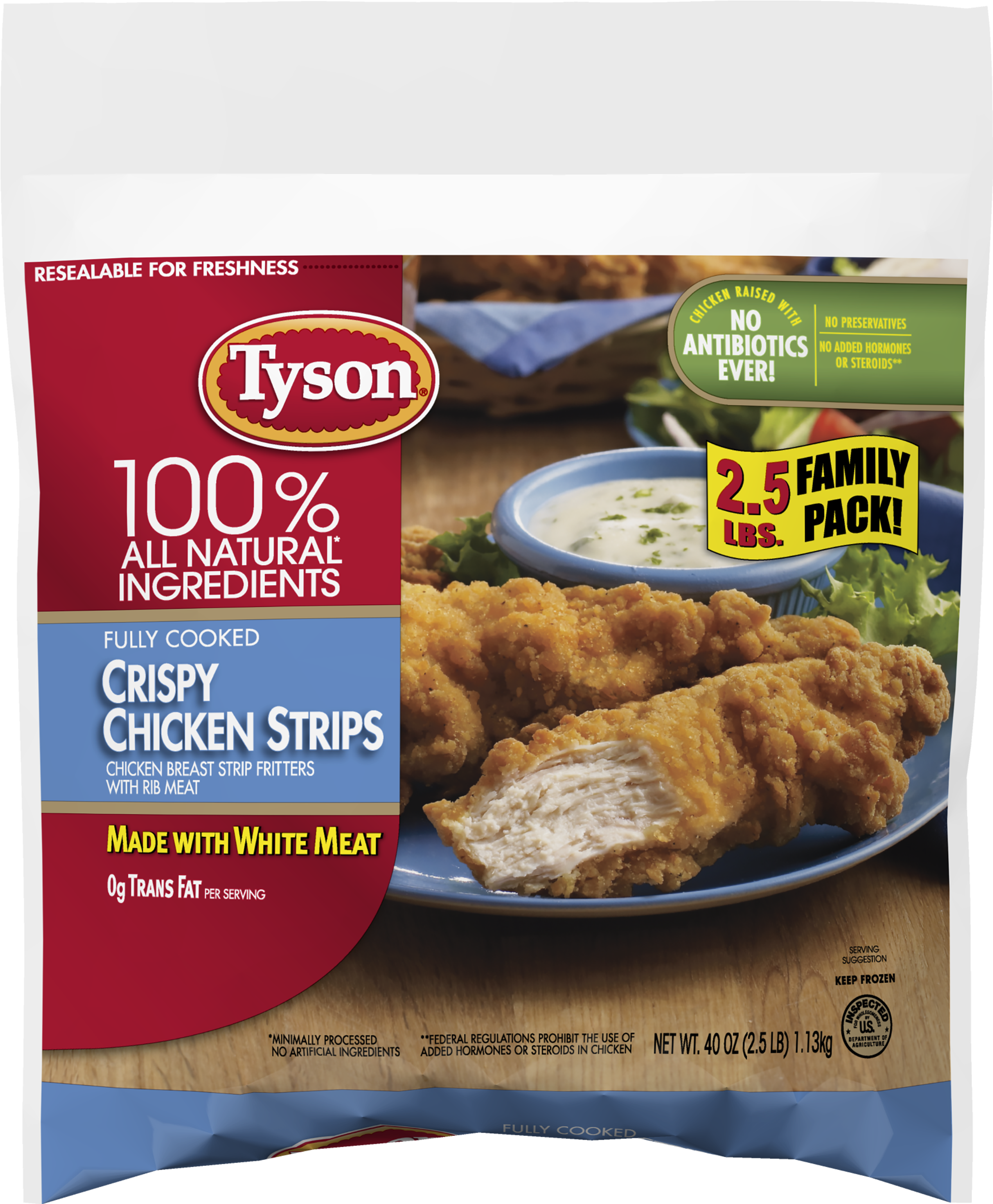 Tyson® Fully Cooked Crispy Chicken Strips, 40 Oz - Tyson Crispy Chicken Strips (2400x2400), Png Download