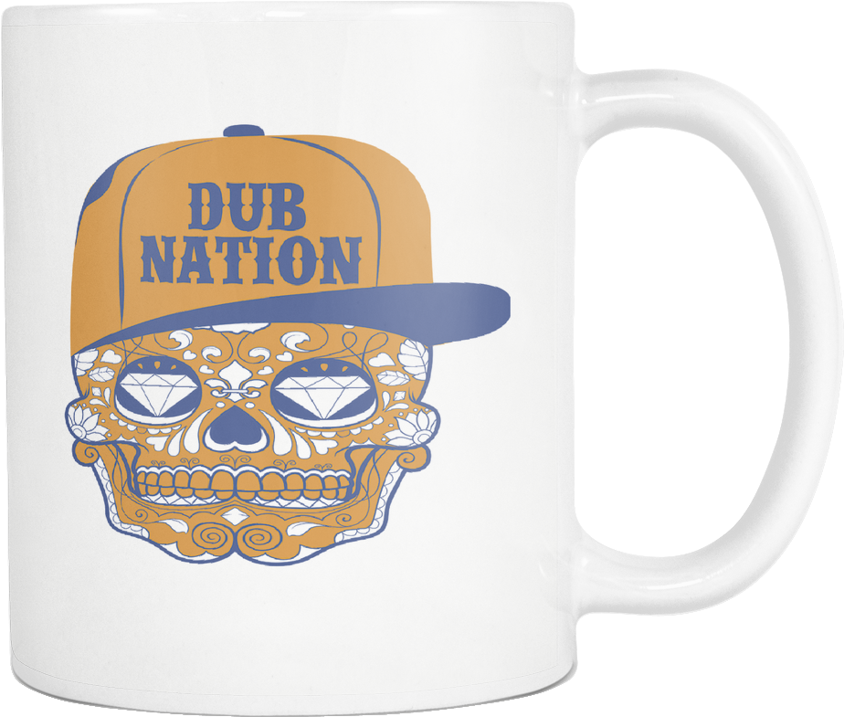 Dub Nation Candy Skull White 11 Ounce Coffee Mug - Coffee Cup (1024x1024), Png Download