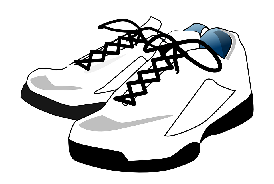 Sneakers Shoes White Tennis - Shoes With Laces Clipart (960x645), Png Download
