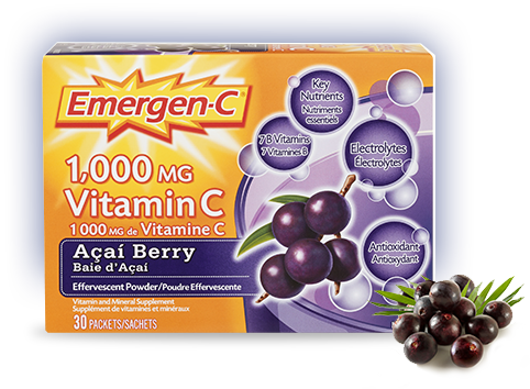 Emergen-c Acai Berry - Emergen-c Super Energy Booster Instant Drink Mix (482x354), Png Download