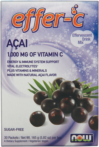 Now Foods Effer-c - Acai Berry - 1,000 Mg - 30 Packets (500x500), Png Download