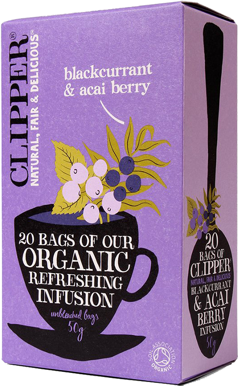 Clipper Organic Blackcurrant And Acai Berry Infusion - Clipper - Organic Infusion Apple & Ginger | 20 (500x781), Png Download