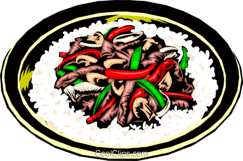 Stir Fry With Rice Royalty Free Vector Clip Art Illustration - Stir Fry Clipart Png (480x318), Png Download