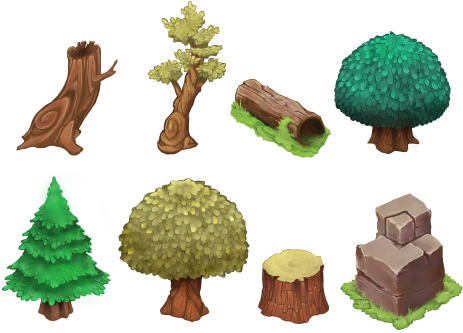 Isometric Forest - Tree Cartoon Top Down (600x500), Png Download