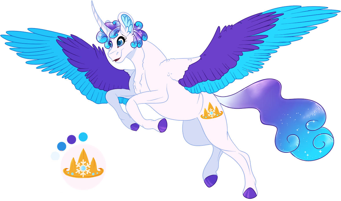 Colored Wings, Curved Horn, Female, Mare, Multicolored - Cartoon (1260x738), Png Download