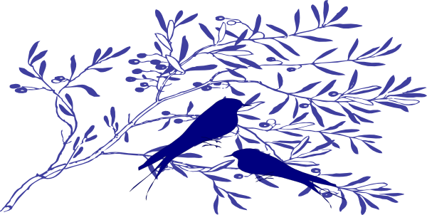 Blue Birds On Branches Clip Art - Blue Branches (600x302), Png Download