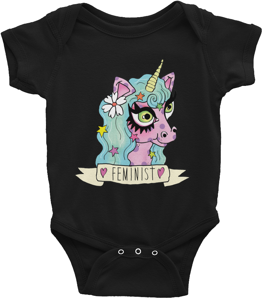 Feminist Unicorn Baby Onsie - Tractor (pink) Short-sleeve Onesie | Farm Life Onesie (1000x1000), Png Download