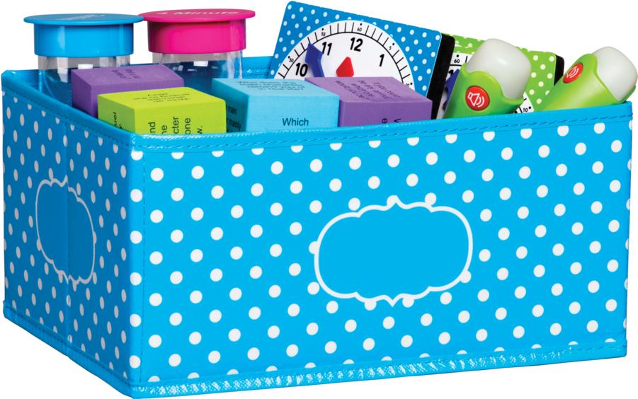 Tcr20815 Aqua Polka Dots Small Storage Bin Image - Teacher Created Resources Aqua Polka Dot Small Storage (900x900), Png Download