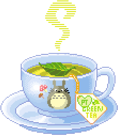 Pixel And Kawaii Image - Green Tea Pixel Art (500x493), Png Download