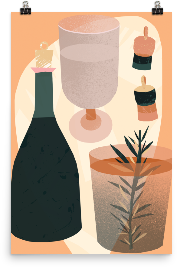 Bottle And Corks Print - Bottle (1000x1000), Png Download